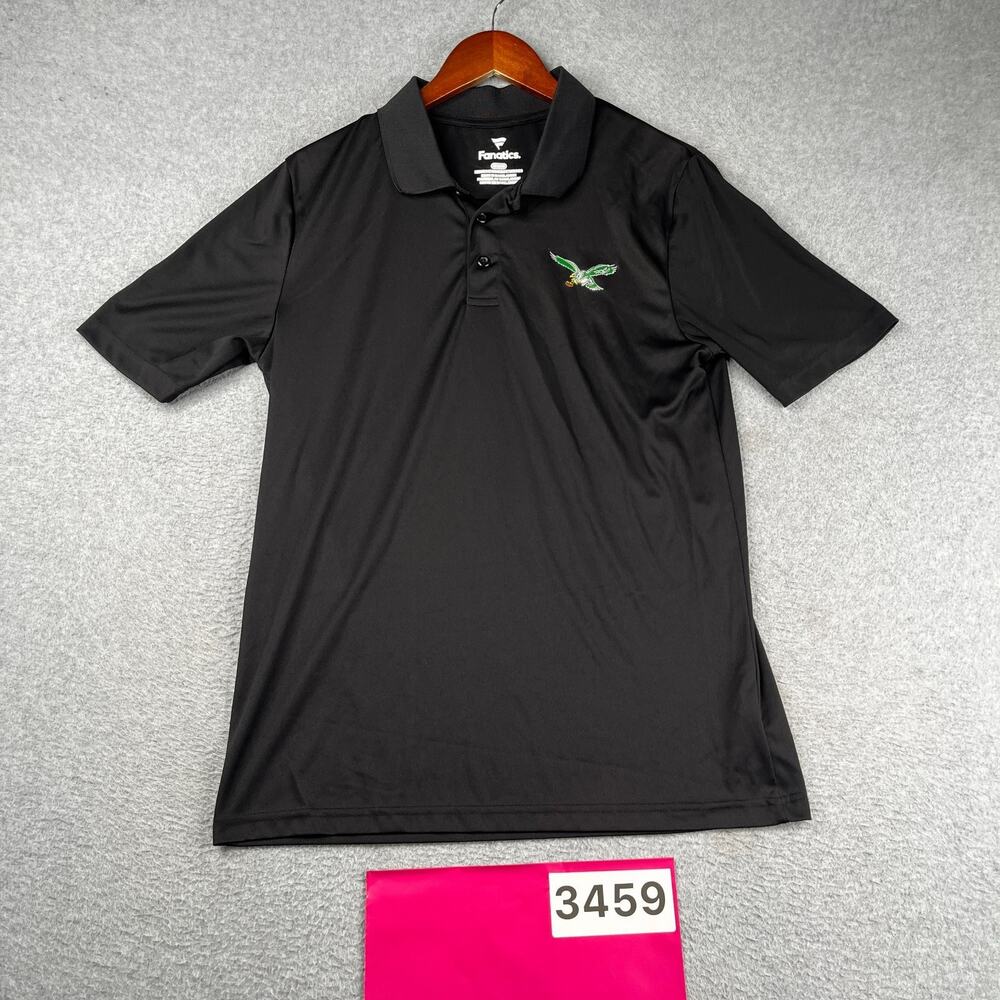Philadelphia Eagles Fanatics Polo Shirt Black Performance Stretch Casual Logo M